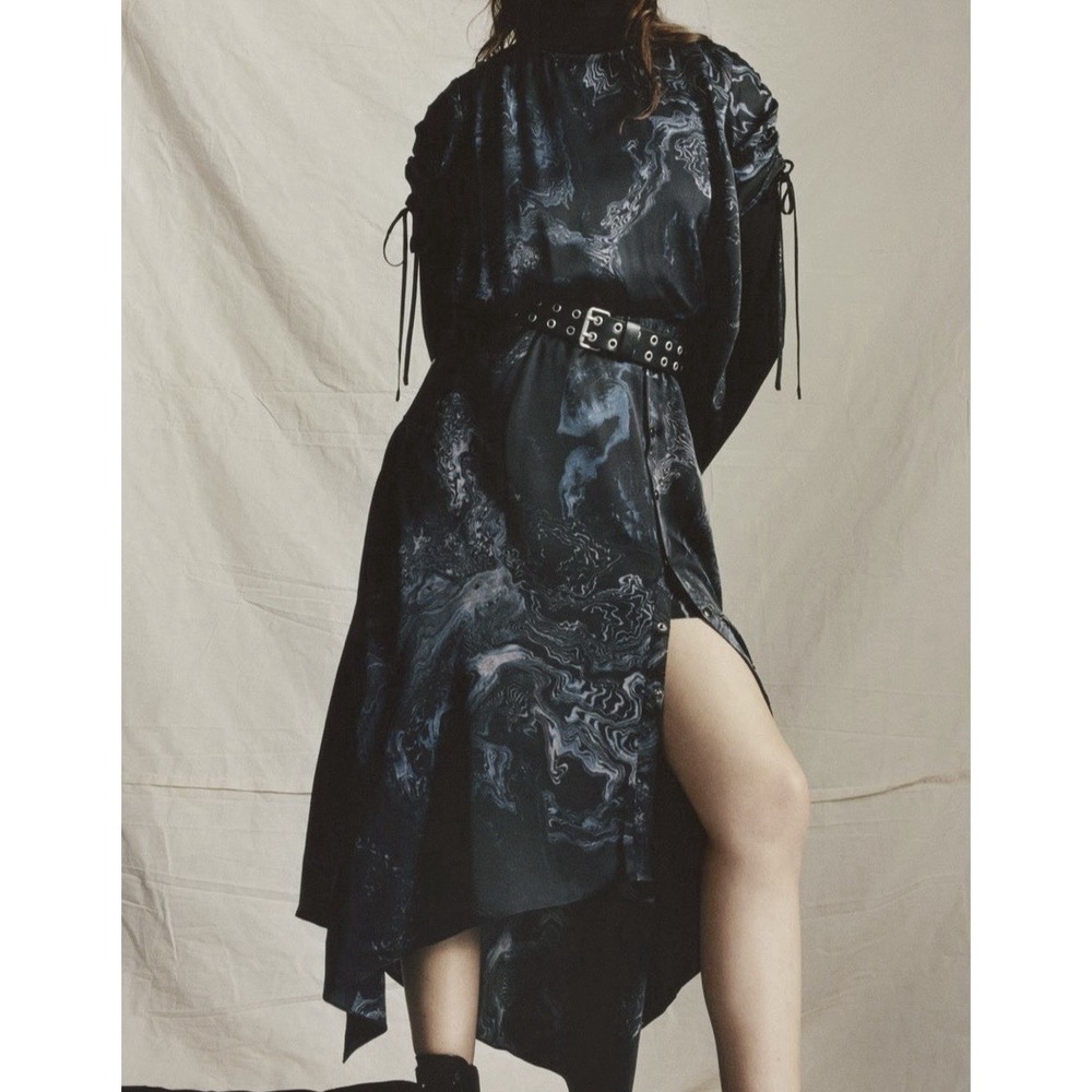 Allsaints Rafaela Hatsukoi Dress Black Marble Whimsigoth Avant Garde Edgy